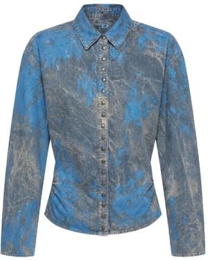 DIESEL Bleached-Effect Denim Shirt - Blue