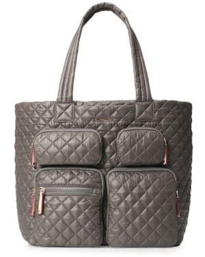 MZ Wallace Large Metro Travel Quilted Tote Bag - Grey