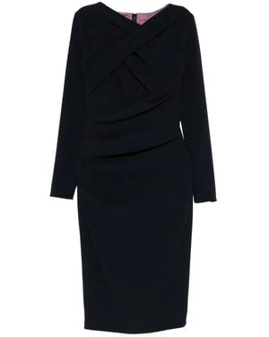 Talbot Runhof Drapiertes Kleid Mit Langen Ärmeln - Schwarz