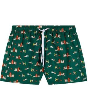 Sundek X Pelo Foundation Dog-Print Swim Shorts - Green