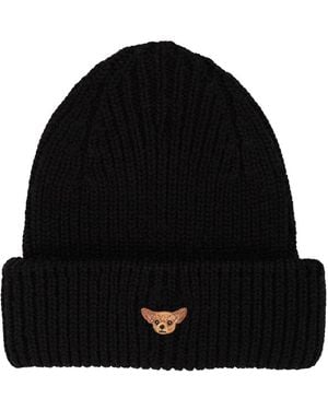 PELO FOUNDATION Dog-Appliqué Beanie - Black