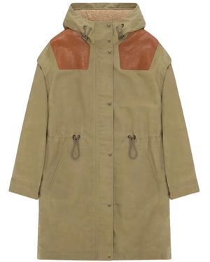 Fortela Faith Parka Met Leren Vlakken - Naturel