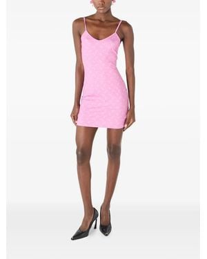 Marine Serre Second Skin Mini Dress With Moon Printed Straps - Pink