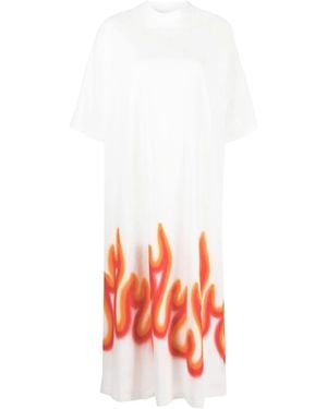Palm Angels Logo-Print T-Shirt Dress - Red