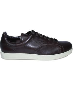 Tom Ford Perforated-Detail Leather Trainers - Black