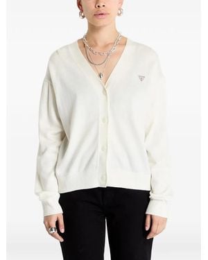 Guess V-Neck Button-Up Cardigan - White