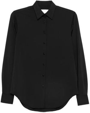 Xacus Marta Button-Down Curved-Hem Shirt - Black