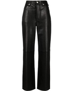 Mainless Gerade Hose Aus Gekörntem Leder - Schwarz