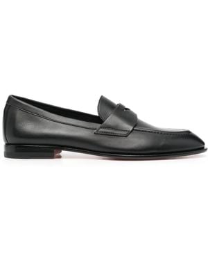 Santoni Penny Leather Loafers - Black
