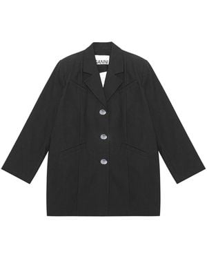 Ganni Suiting Cotton Blazer - Black