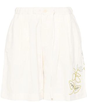 STORY mfg. Bridge Floral-Embroidered Shorts - White