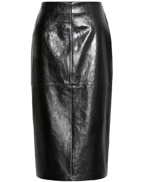 Sportmax Leren Midi-Rok - Zwart