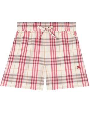 Burberry Check Cotton Shorts - Red