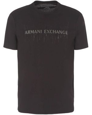 ARMANI EXCHANGE Rhinestone-logo Cotton T-shirt - Black