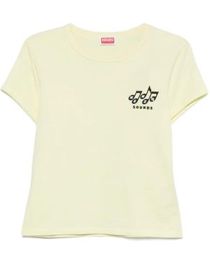 KENZO Sounds Embroidered Crew-Neck T-Shirt - Natural