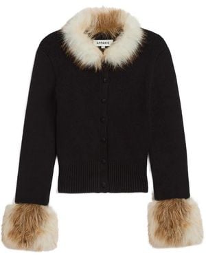 Apparis Rosa Faux-Fur Trim Cardigan - Black
