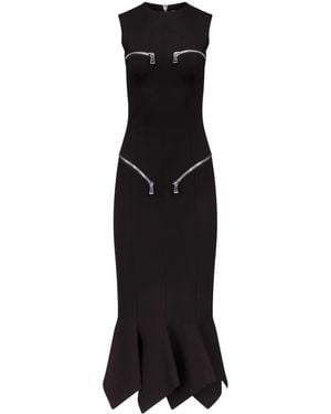 Area Zip-Detail Belted Midi Dress - Black