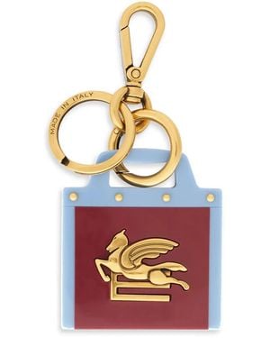 Etro Love Trotter Pegaso-Motif Keyring - Blue