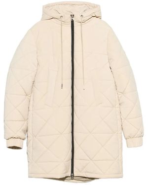 Bimba Y Lola Ivory Mid-Length Quilted Coat - Natural