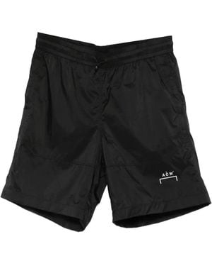A_COLD_WALL* Logo-Print Panelled Shorts - Black
