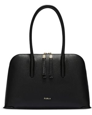 Furla M Atmosfera Dome Leather Tote Bag - Black