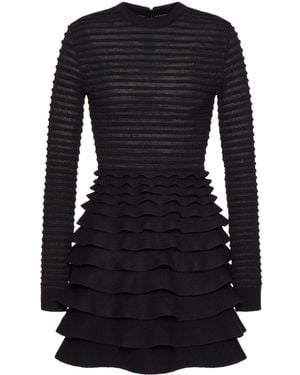 Valentino Garavani Ribbed-Tiered Mini Dress - Black