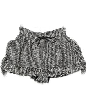 Sacai Fringed Tweed Shorts - Gray