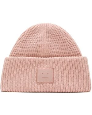 Acne Studios Face Logo Beanie - Pink