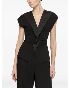 Nissa Ruffled Crepe Blouse - Black