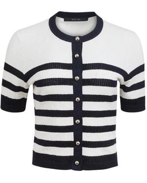 Toccin Oakley Striped Button-Down Short-Sleeve Cardigan - White