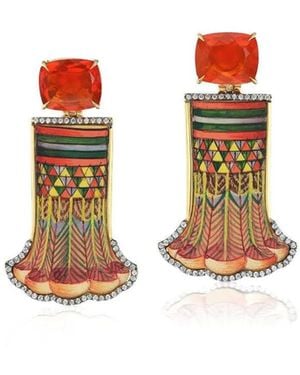 Silvia Furmanovich 18K Egyptian Column Opal And Diamond Earrings - White