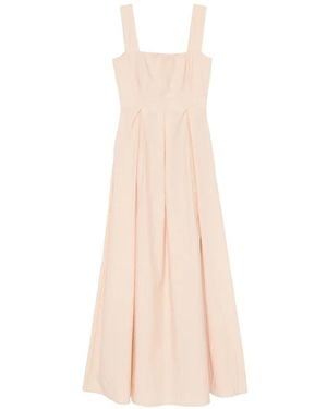 Momoní Pleated Square-Neck Maxi Dress - White