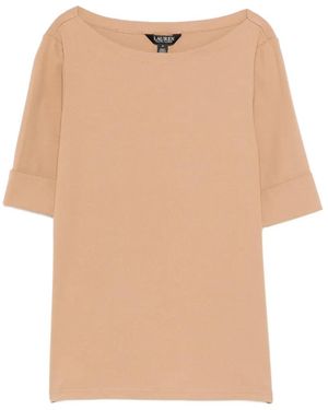 Ralph Lauren Boat Neck Cuffed T-Shirt - Natural