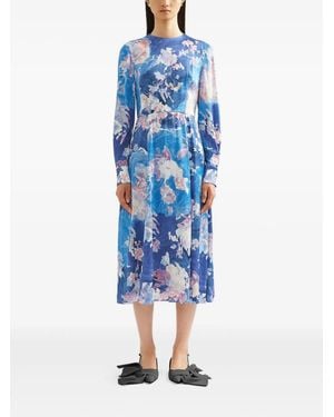 Erdem Floral Print Midi Dress - Blue