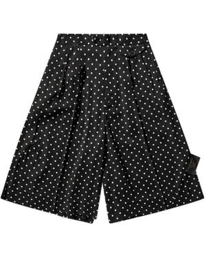 Undercover Polka-Dot Pleated Knee-Length Shorts - Black