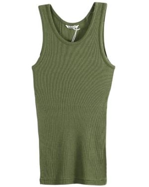 AURALEE Ribbed-Knit Tank Top - Green