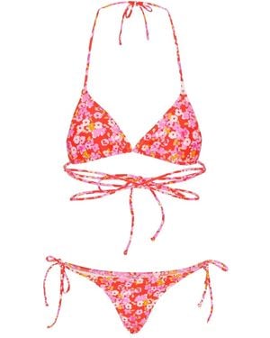 ROTATE BIRGER CHRISTENSEN X Reina Olga Bikini Cache-Cœur À Fleurs - Rouge