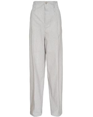 N°21 Striped Wide-Leg Pants - White