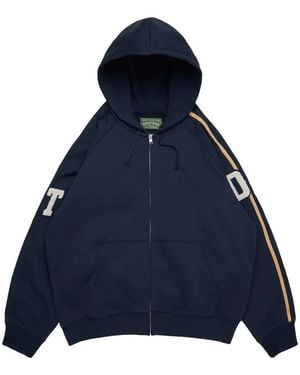 DENIM TEARS Chenille Patch Zip-Up Hoodie - Blue