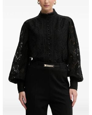 Bardot Olessia Lace Buttoned Top - Black