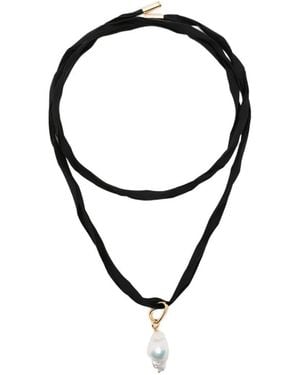 Carven Pearl Pendant Necklace - Black