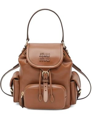Miu Miu Rucksack Aus Leder - Braun