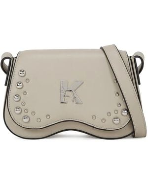 Karl Lagerfeld Mini Stud-Embellished Cross Body Bag - Grey
