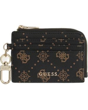Guess Emelie Logo-Print Pebbled Wallet - Black