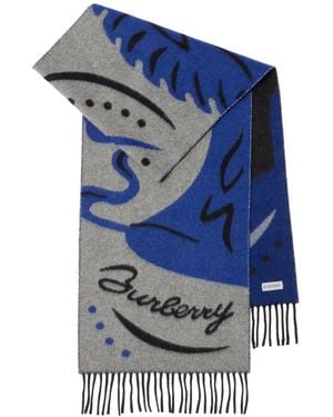 Burberry Mirrored Horse Cashmere Scarf - Blue