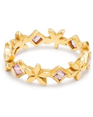 Cathy Waterman 22Kt Flower Element Sapphires Ring - Metallic