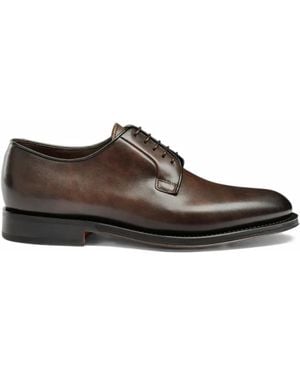 Santoni Polished Leather Derby Shoes - Brown