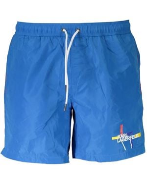 KARL LAGERFELD Logo-Print Drawstring-Fastening Swim Shorts - Blue