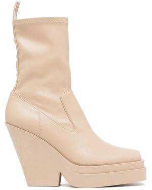 Gia Borghini Texan 120Mm Tapered-Heel Ankle Boots - Natural