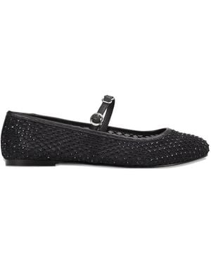 HUGO Embellished Strap-Detail Ballet Flats - White